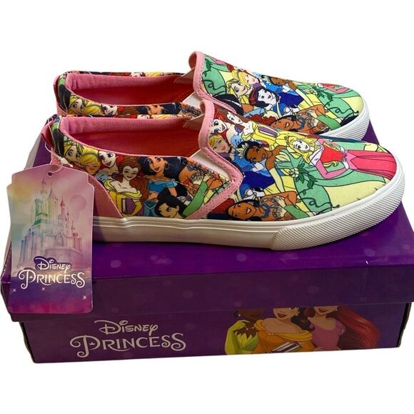 NIB Disney Princess Kids Girls Belle Slip-On Casual Shoes - Multicolor - Size 5 - Picture 2 of 11